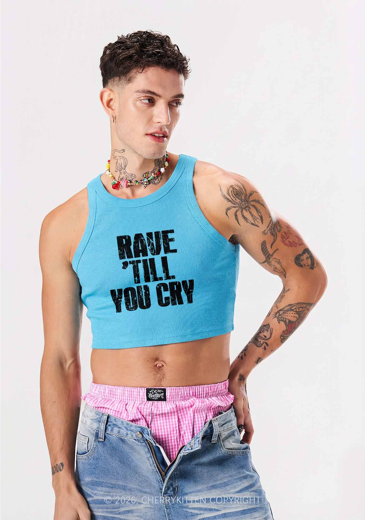 Rave Till You Cry Y2K Crop Tank Top Cherrykitten