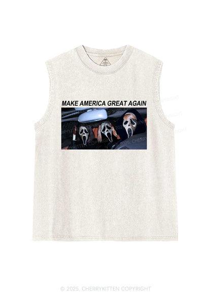 Halloween Ghost Make America Great Again Y2K Washed Muscle Tank Cherrykitten