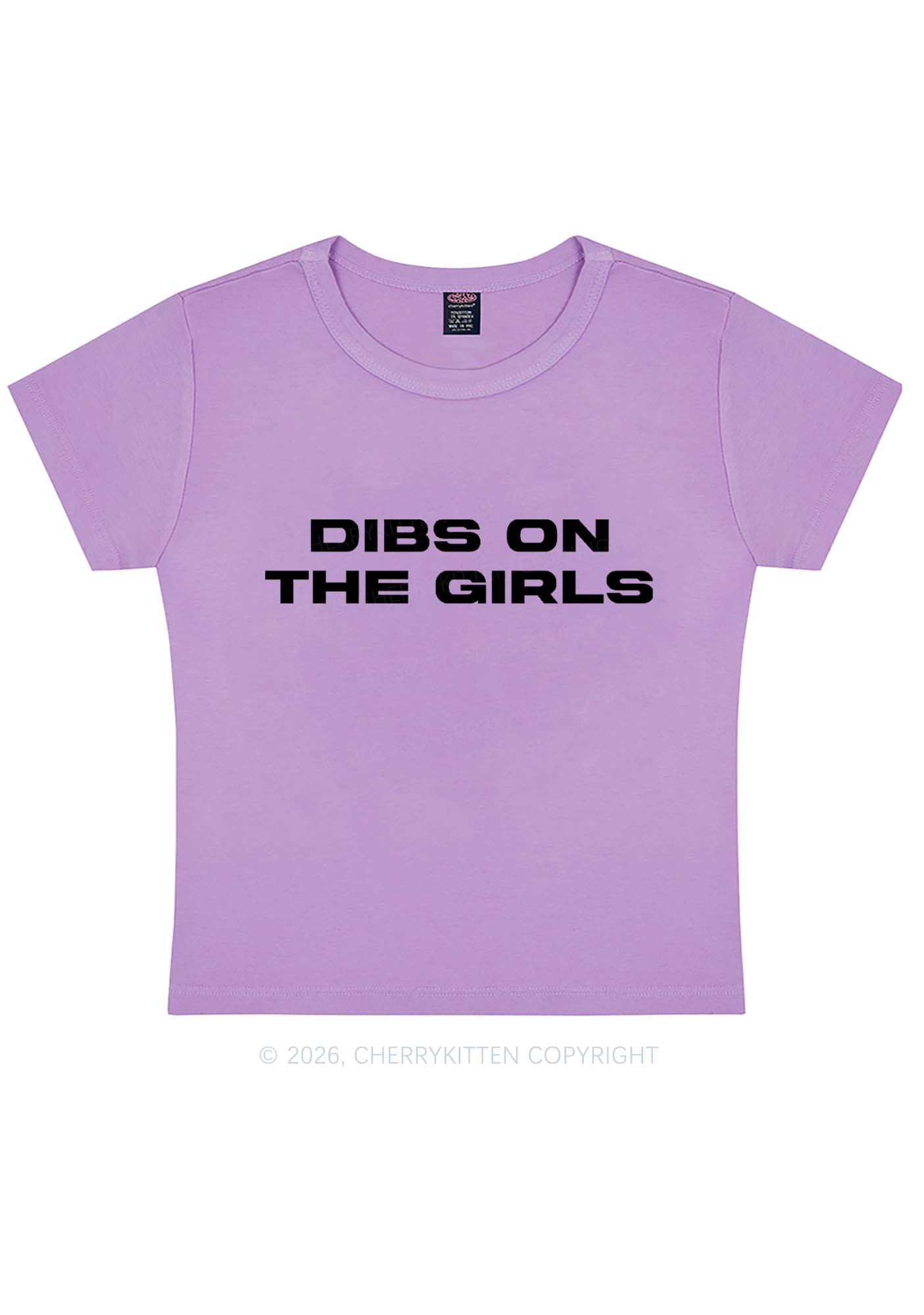 Dibs On The Girls Pride Y2K Baby Tee Cherrykitten