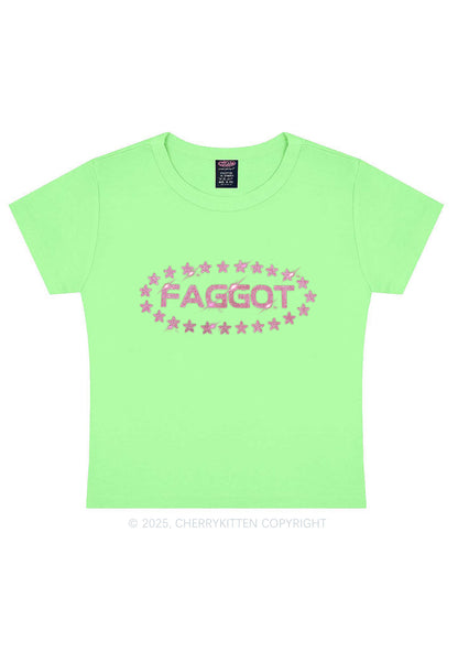 Rhinestone Pink Faggot Stars Pride Y2K Baby Tee Cherrykitten