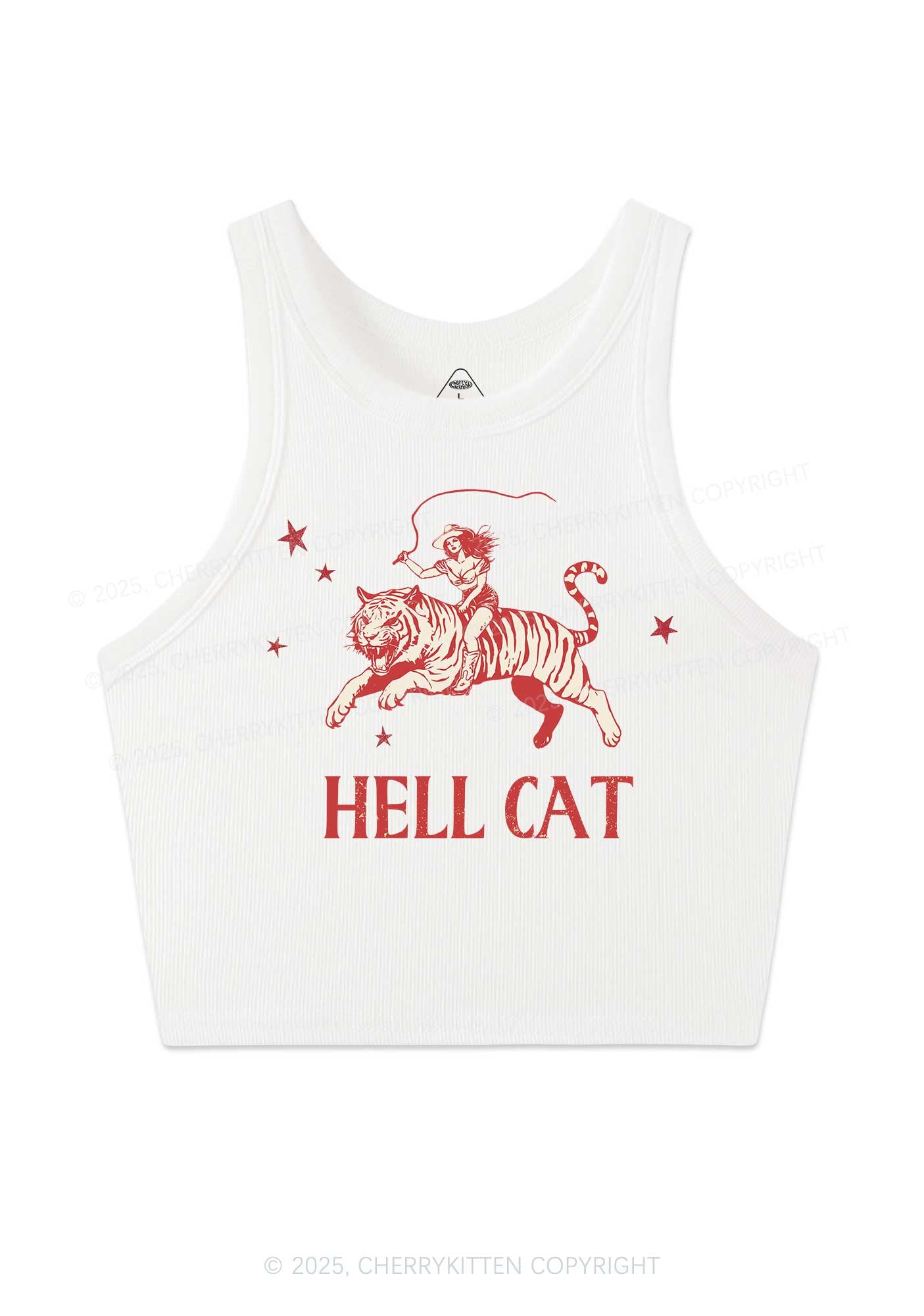 Cowgirl Hell Cat Y2K Crop Tank Top Cherrykitten