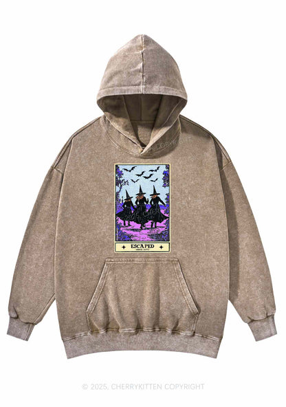Halloween Escaped Witch Y2K Washed Hoodie Cherrykitten
