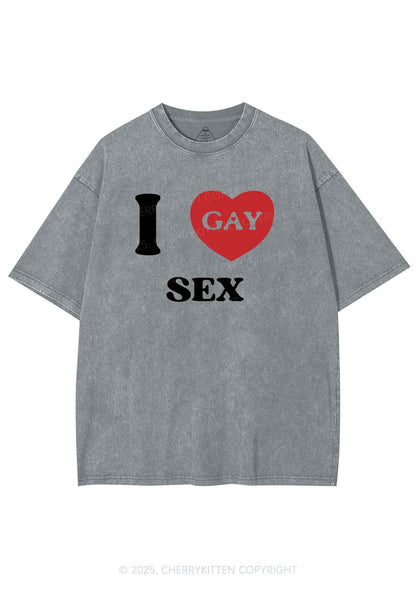 I Love Sx Gay Pride Y2K Shirts Washed Tee Cherrykitten
