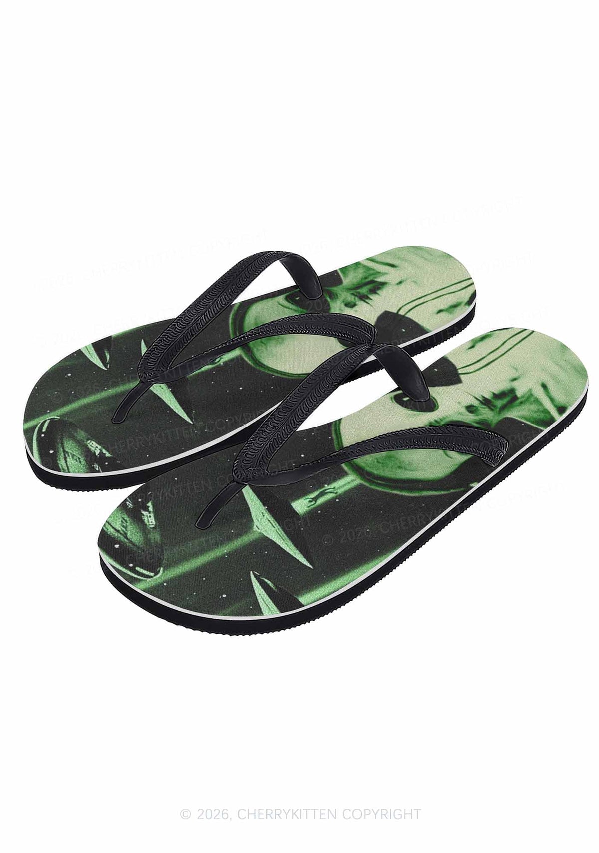 Halloween Alien DJ Y2K Print Flip Flops Cherrykitten