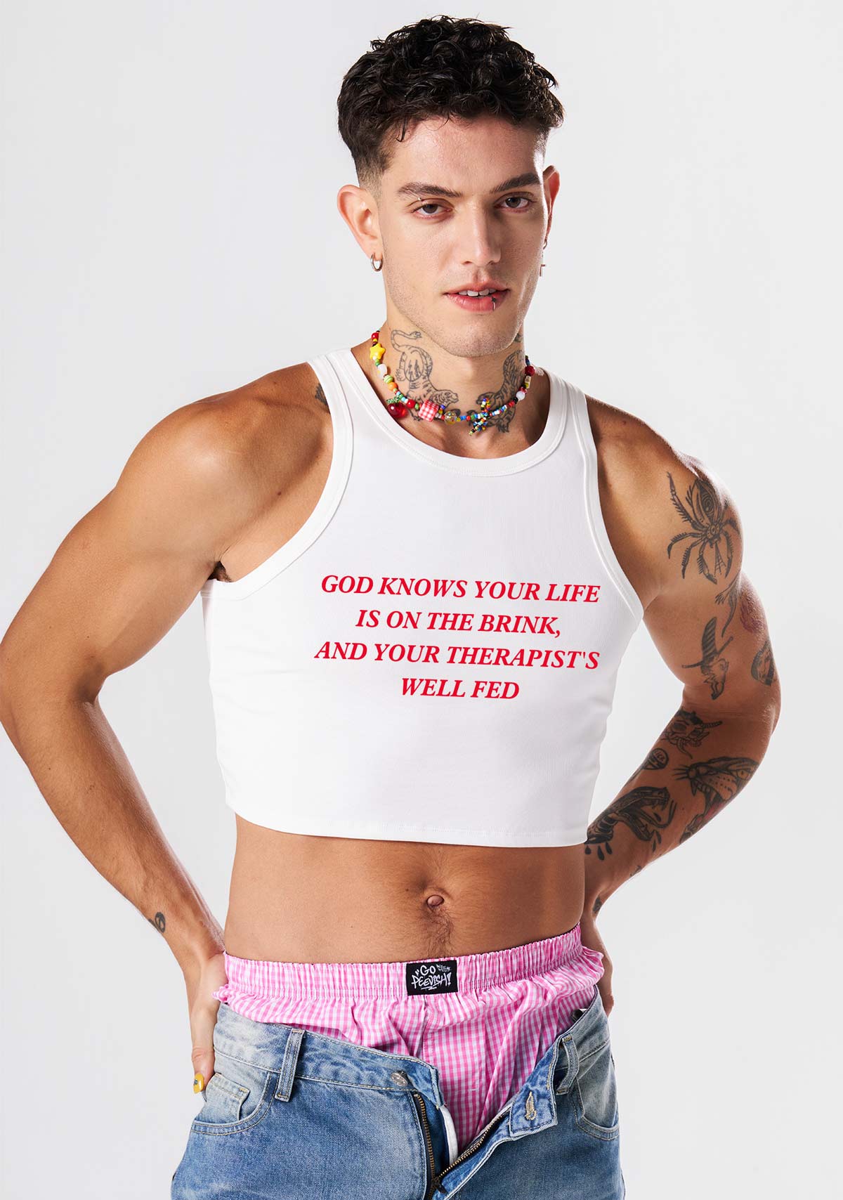 God Knows Your Life Is On The Brink Y2K Crop Tank Top Cherrykitten
