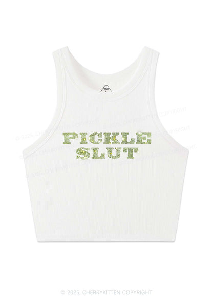 Rhinestone Pickle Slxt Y2K Crop Tank Top Cherrykitten