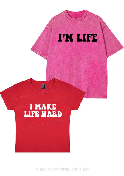 I Make Life Hard Y2K Valentine's Day Couple Shirt Cherrykitten