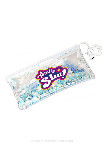 Totally Slxt Y2K Quicksand Transparent Pencil Pouch Cherrykitten