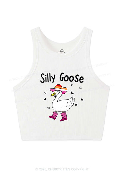 Silly Goose Lesbian Pride Y2K Crop Tank Top Cherrykitten