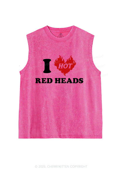 I Love Hot Red Heads Y2K Washed Muscle Tank Cherrykitten