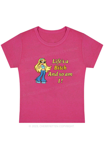 Curvy Life's A Bxxch And So Am I Y2K Baby Tee Cherrykitten