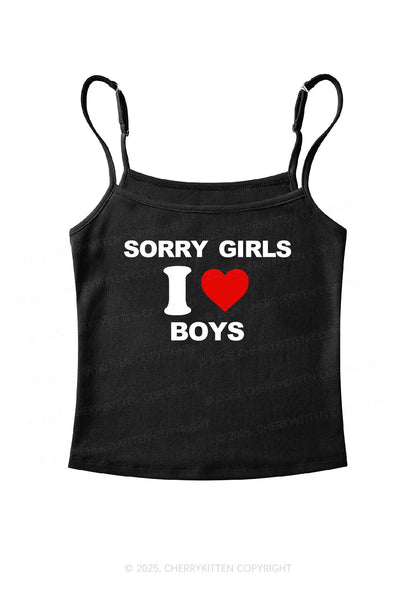 Sorry Girls I Love Boys Pride Y2K Spaghetti Strap Cami Cherrykitten