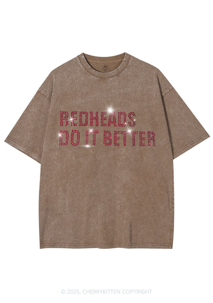 Rhinestone Redheads Do It Better Y2K Shirts Washed Tee Cherrykitten