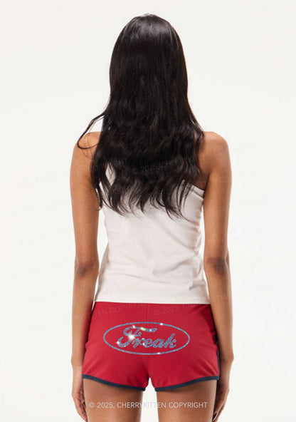 Rhinestone Oval Freak Y2K Booty Shorts Cherrykitten