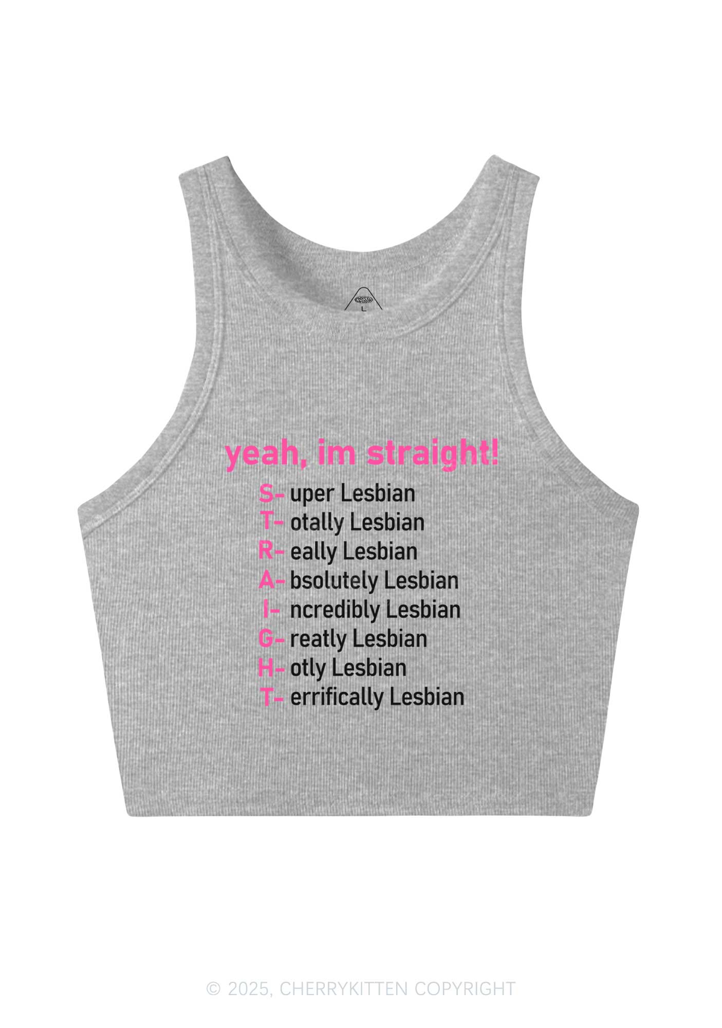 Straight Lesbian Y2K Crop Tank Top Cherrykitten
