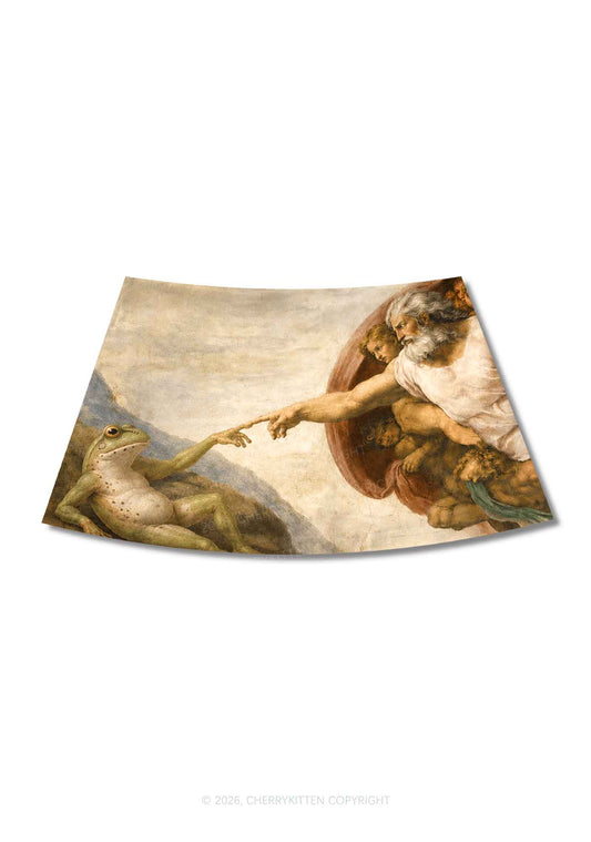 God Hand Touching Frog Y2K Print Mini Skirt Cherrykitten