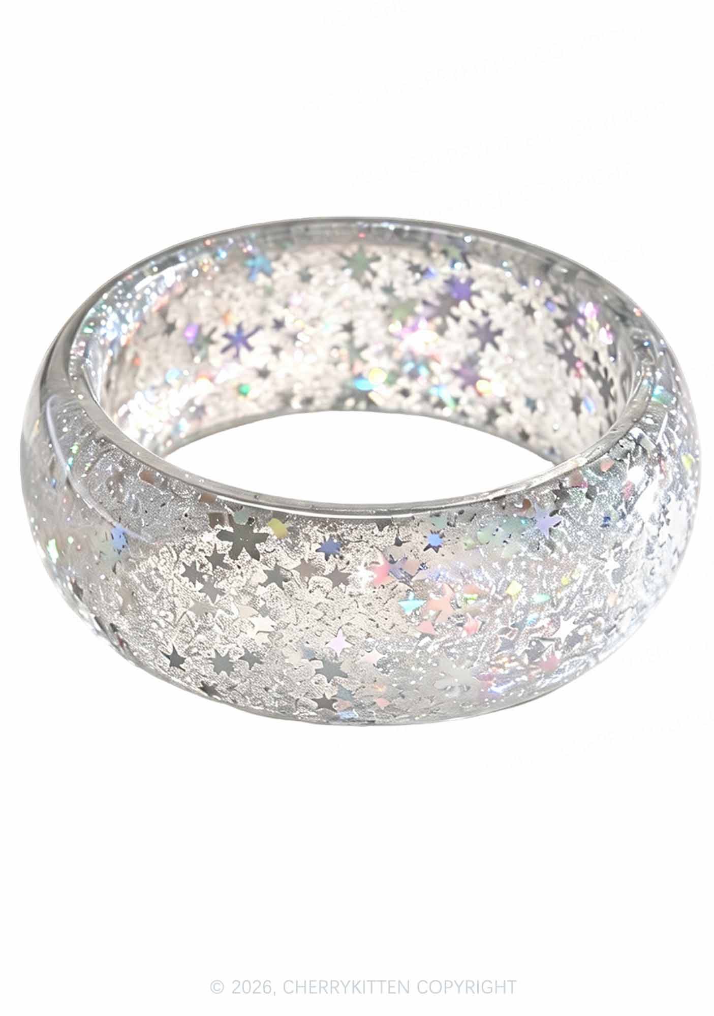 Glitter Snow Sequins Y2K Cuff Bangle Cherrykitten