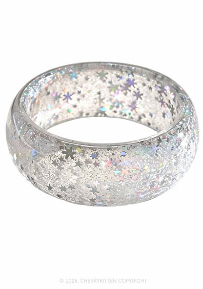 Glitter Snow Sequins Y2K Cuff Bangle Cherrykitten