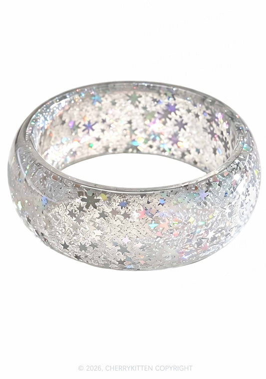Glitter Snow Sequins Y2K Cuff Bangle Cherrykitten