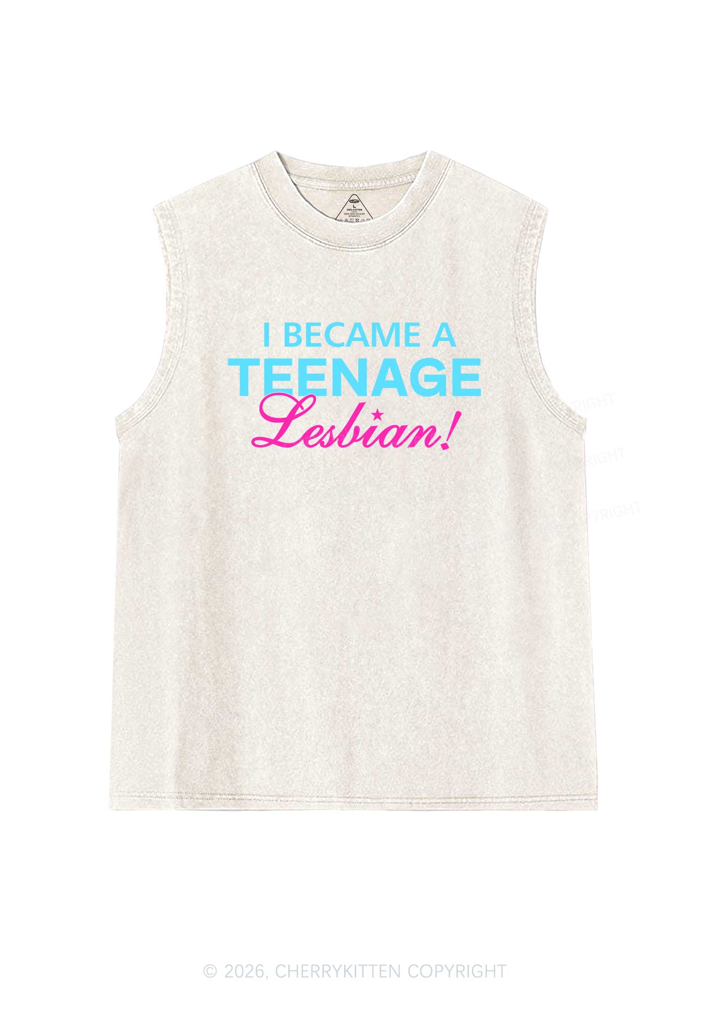 I Became A Teenage Lesbian Pride Y2K Washed Muscle Tank Cherrykitten