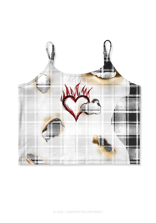 Scorched Love Heart Y2K Print Cami Crop Top Cherrykitten