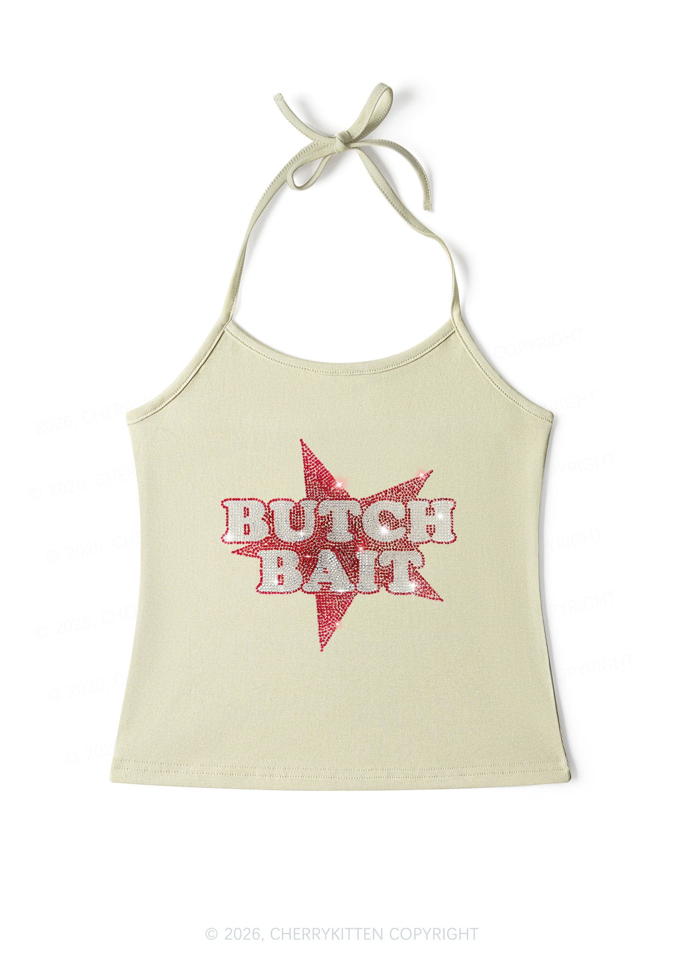 Rhinestone Butch Bait Pride Y2K Halter Neck Cami Cherrykitten