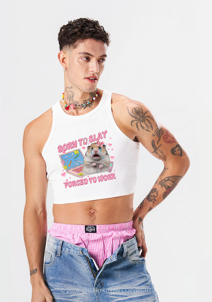 Custom Meme Born To Slay Y2K Crop Tank Top Cherrykitten