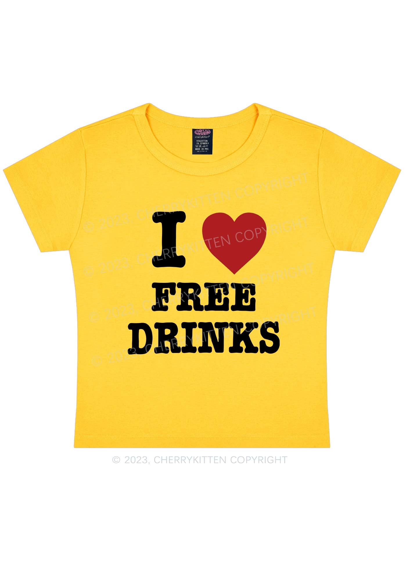 I Love Free Drinks Y2K Baby Tee