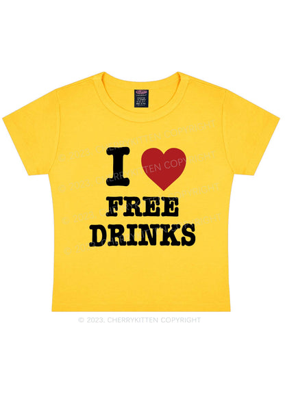 I Love Free Drinks Y2K Baby Tee
