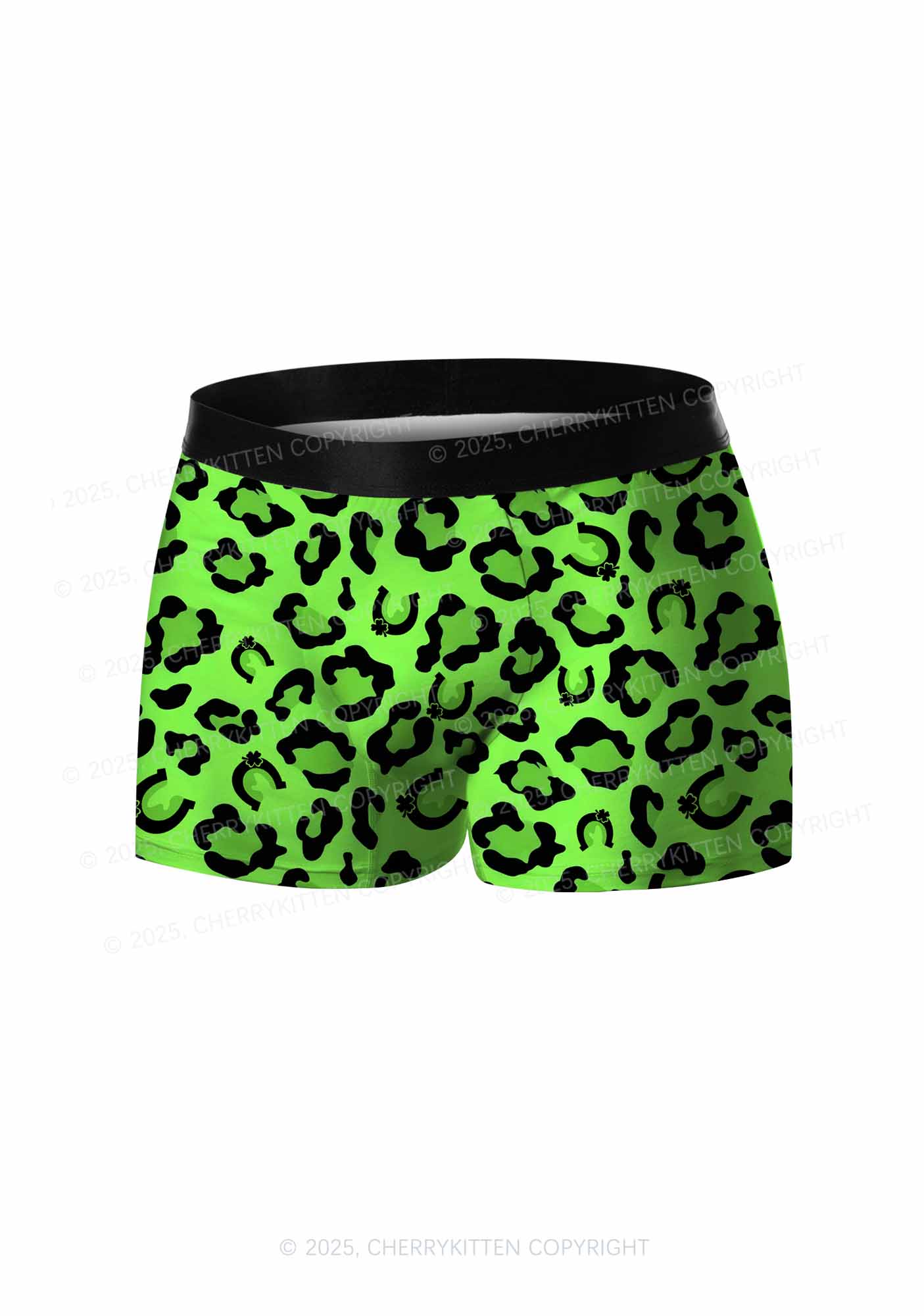 Fluorescent Green Leopard St Patricks Y2K Print Men Boxer Briefs Cherrykitten