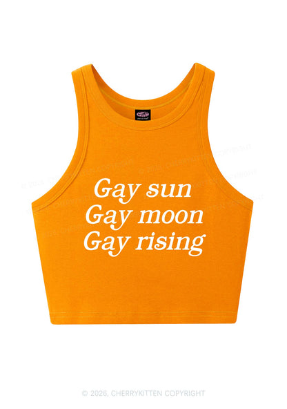 Gay Sun Moon Rising Pride Y2K Crop Tank Top Cherrykitten