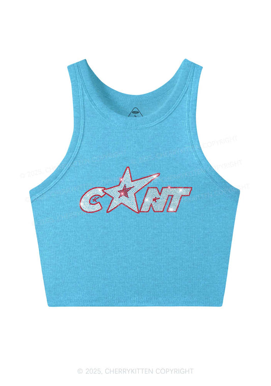 Rhinestone Star Cxxt Y2K Crop Tank Top Cherrykitten