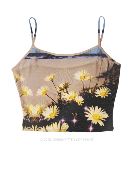 Yellow Daisy Y2K Mesh Cami Tank Cherrykitten