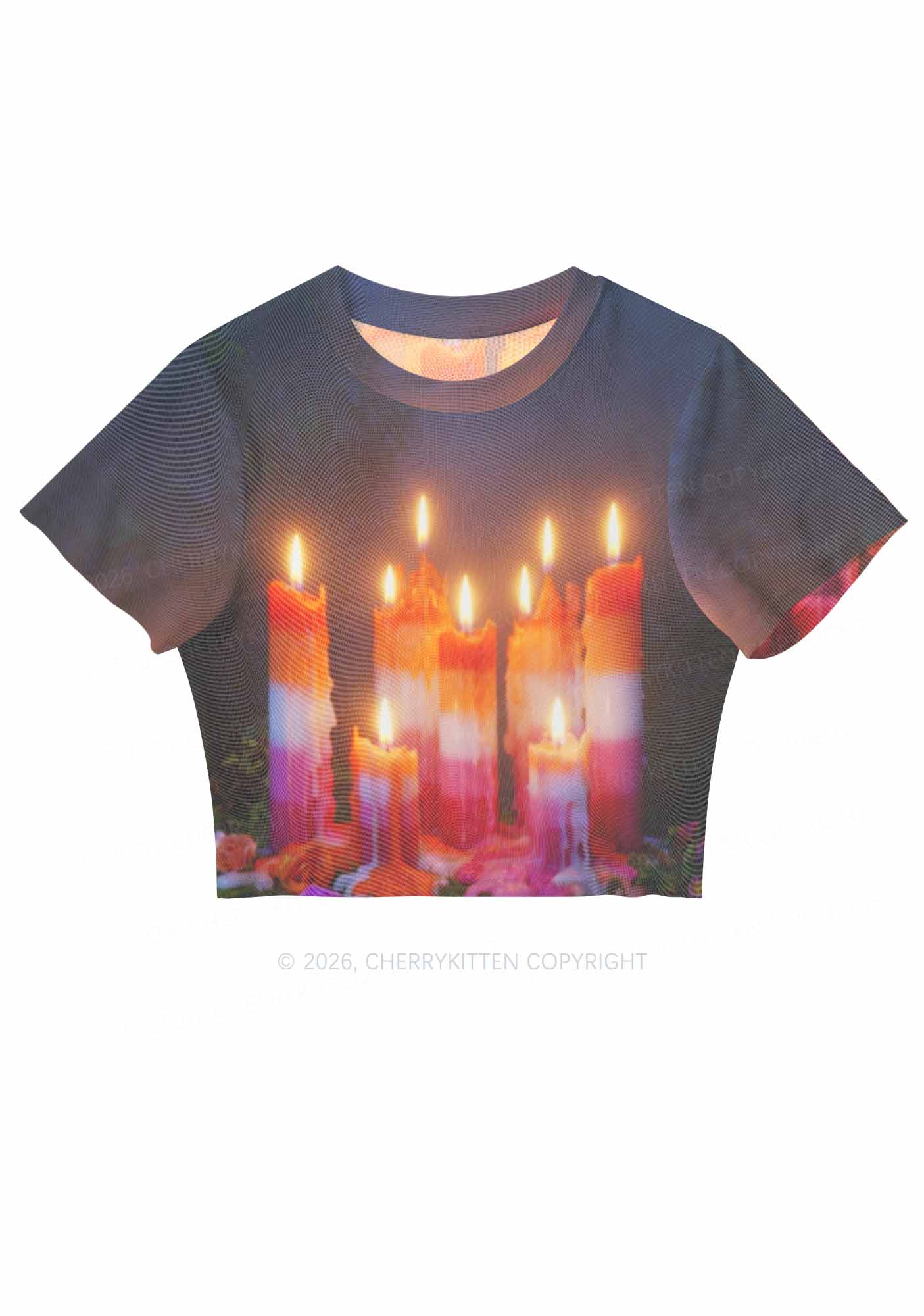 Lesbian Melting Candles Pride Y2K Mesh Crop Top Cherrykitten