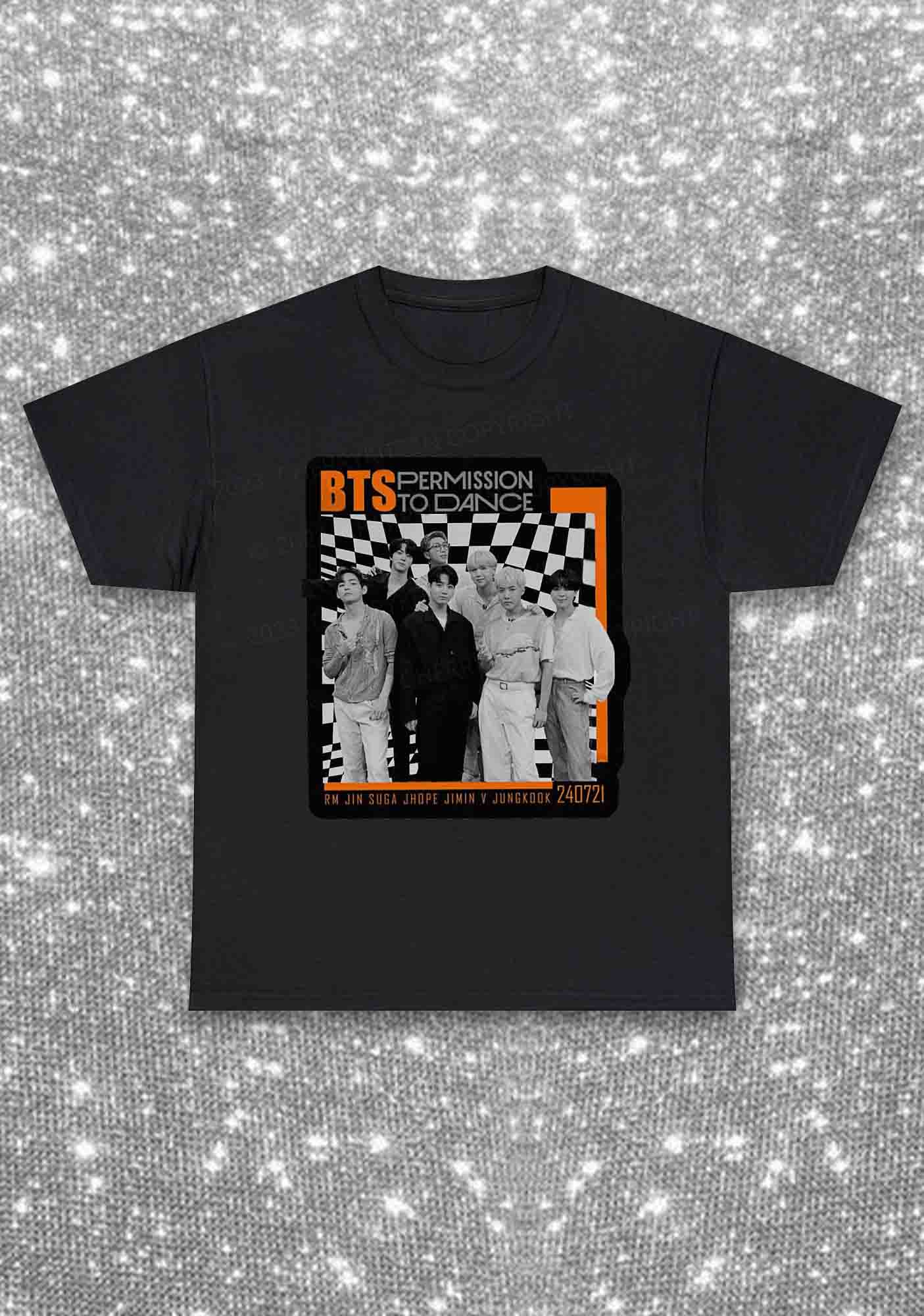 Permission To Dance Bangtan Kpop Y2K Chunky Shirt Cherrykitten