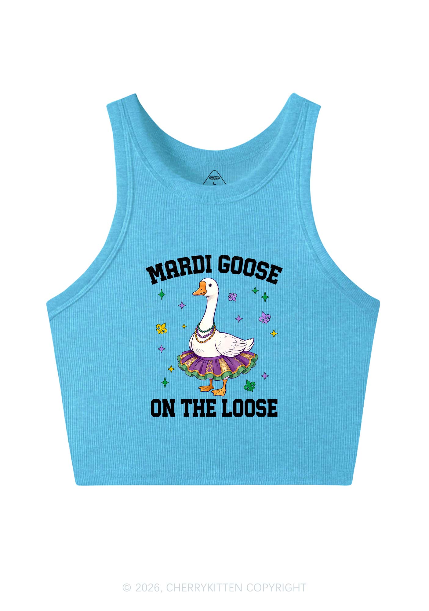 Mardi Gras Goose Y2K Crop Tank Top Cherrykitten