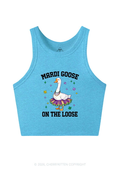 Mardi Gras Goose Y2K Crop Tank Top Cherrykitten