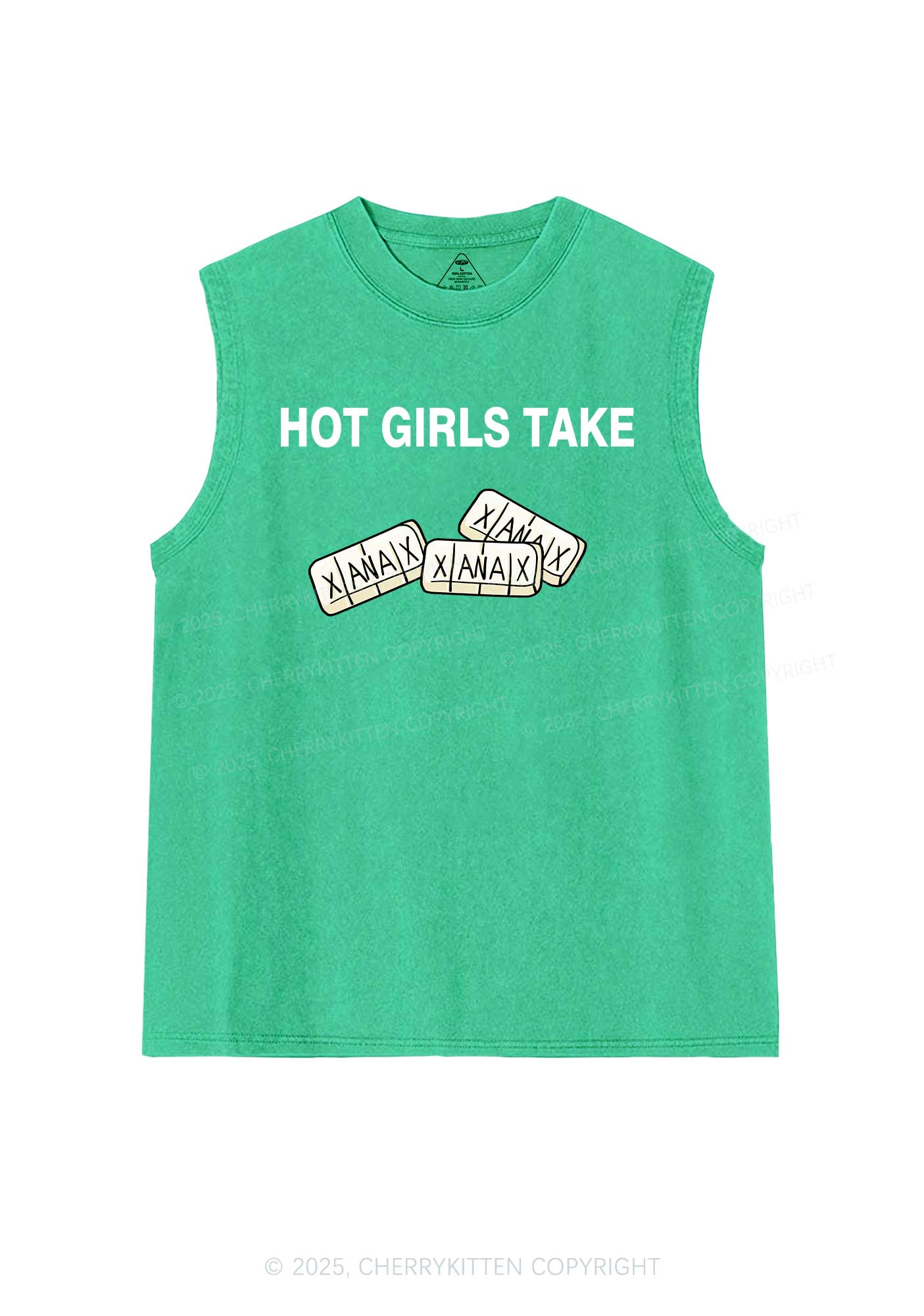 Hot Girls Take Xanax Y2K Washed Muscle Tank Cherrykitten