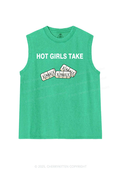 Hot Girls Take Xanax Y2K Washed Muscle Tank Cherrykitten