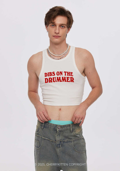 Dibs On The Drummer Y2K Crop Tank Top Cherrykitten