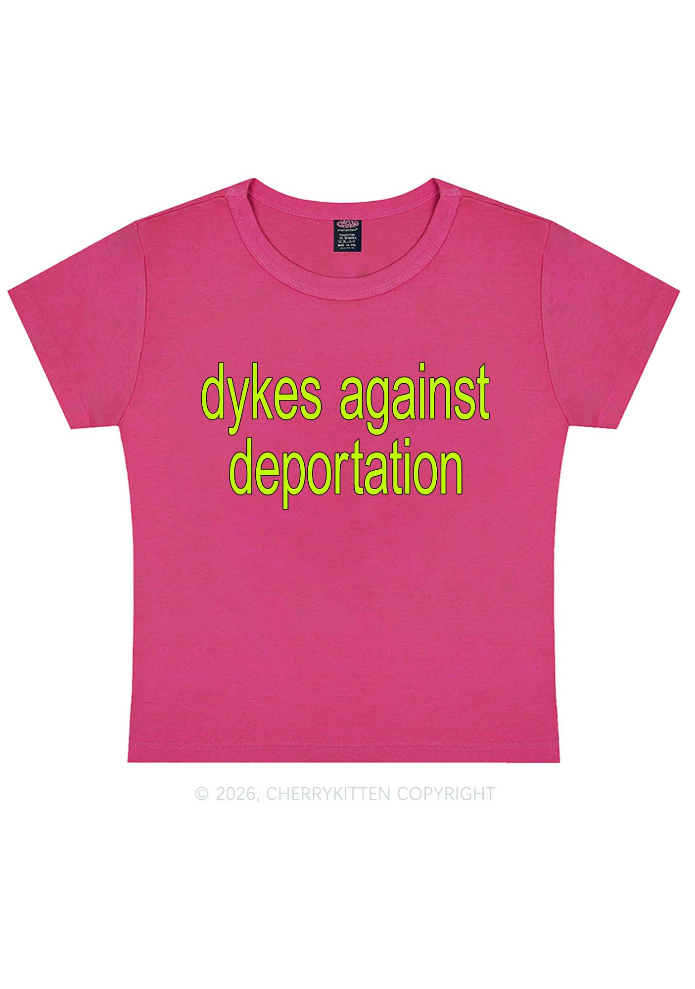 Dykes Against Deportation Pride Y2K Baby Tee Cherrykitten
