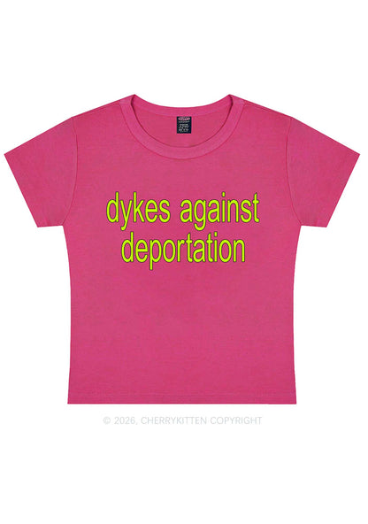 Dykes Against Deportation Pride Y2K Baby Tee Cherrykitten