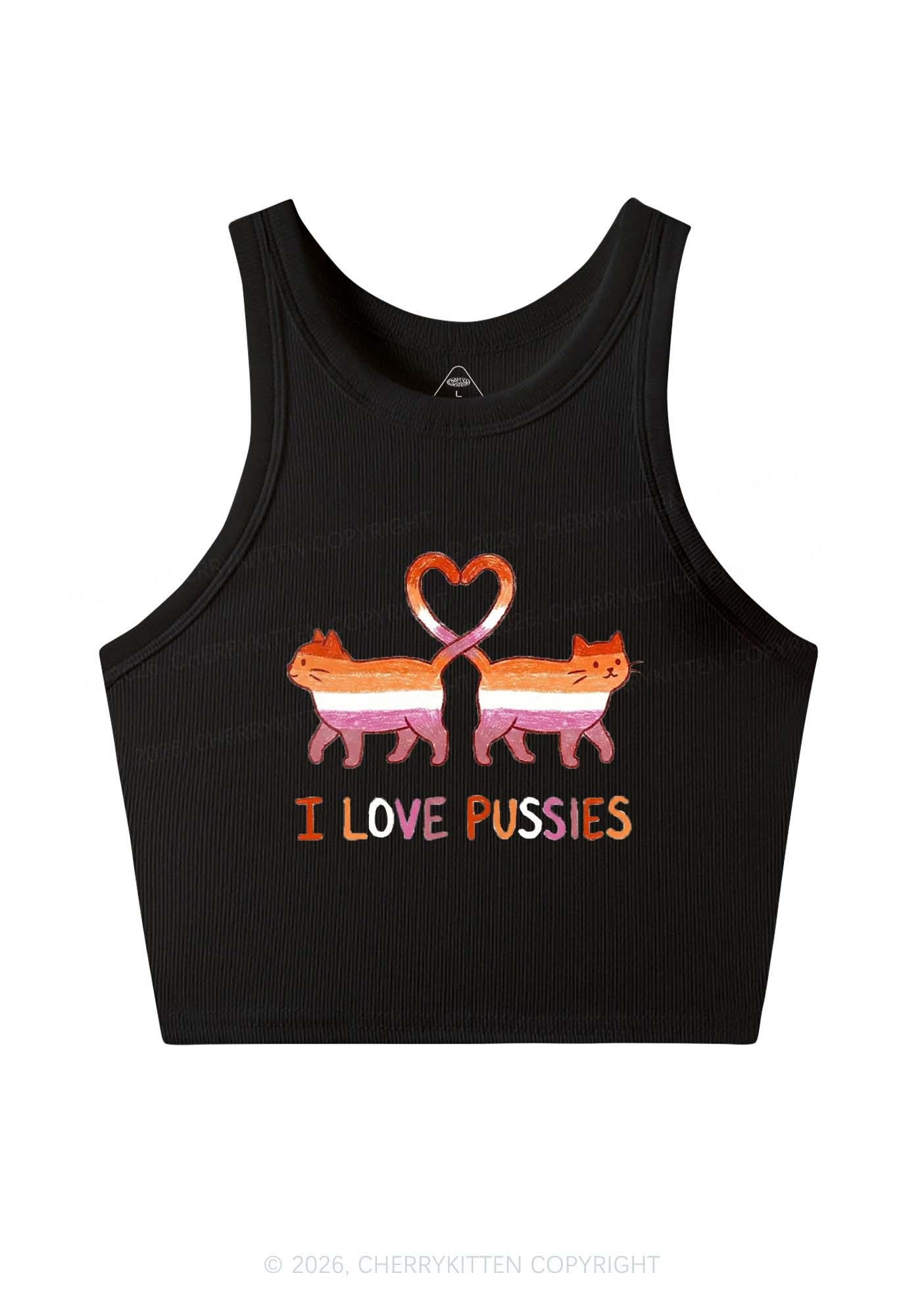 I Love Puxxies Pride Y2K Crop Tank Top Cherrykitten