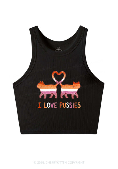 I Love Puxxies Pride Y2K Crop Tank Top Cherrykitten