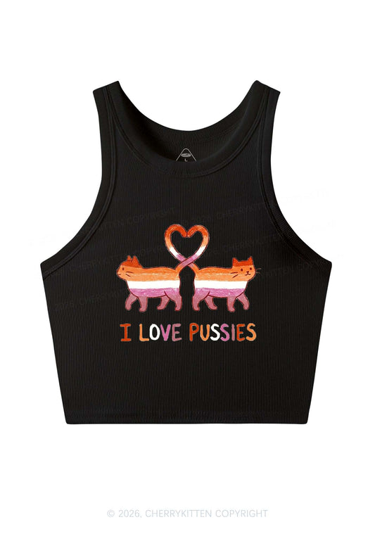 I Love Puxxies Pride Y2K Crop Tank Top Cherrykitten