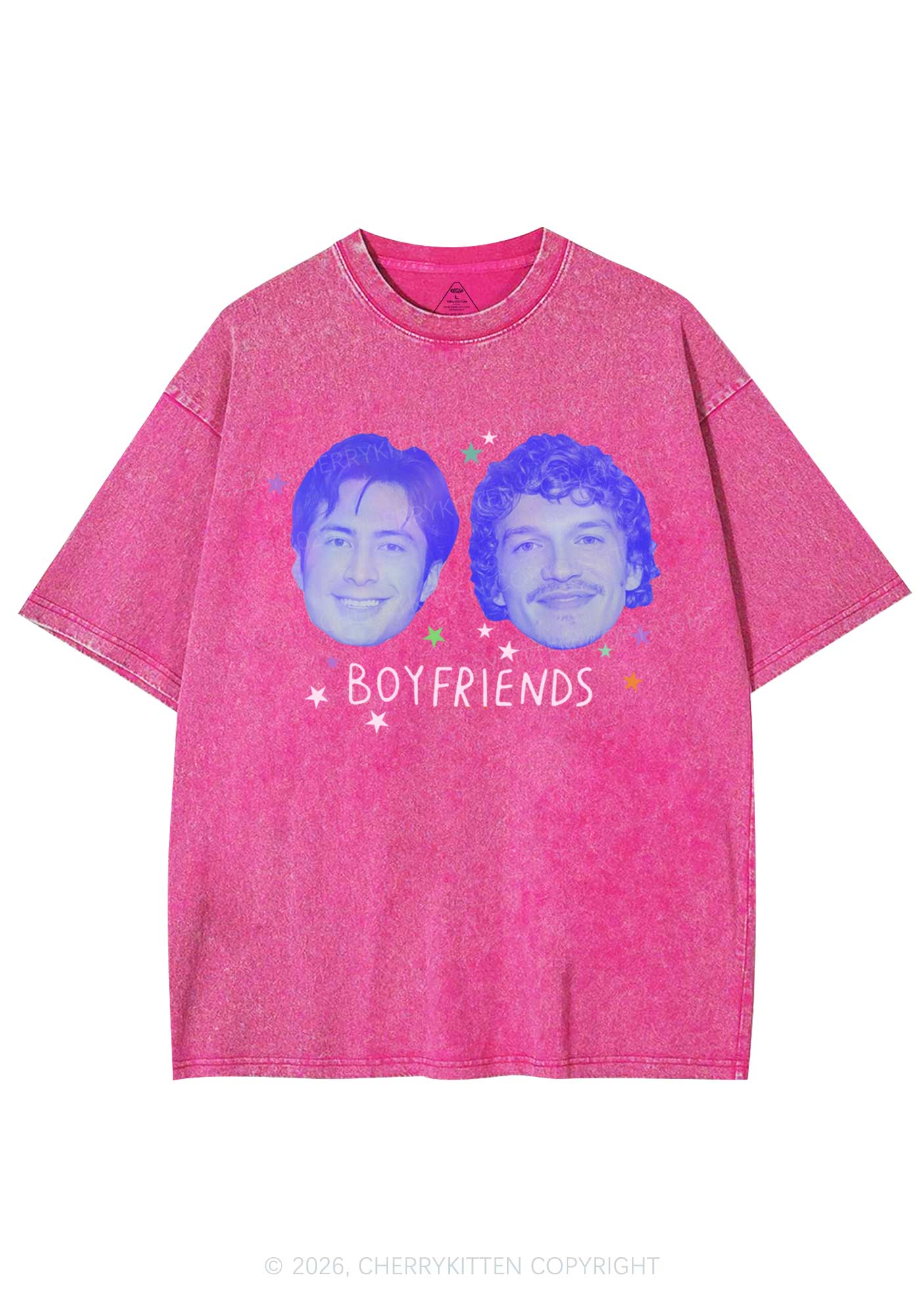 Neon Boyfriends Photo HR Y2K Shirts Washed Tee Cherrykitten