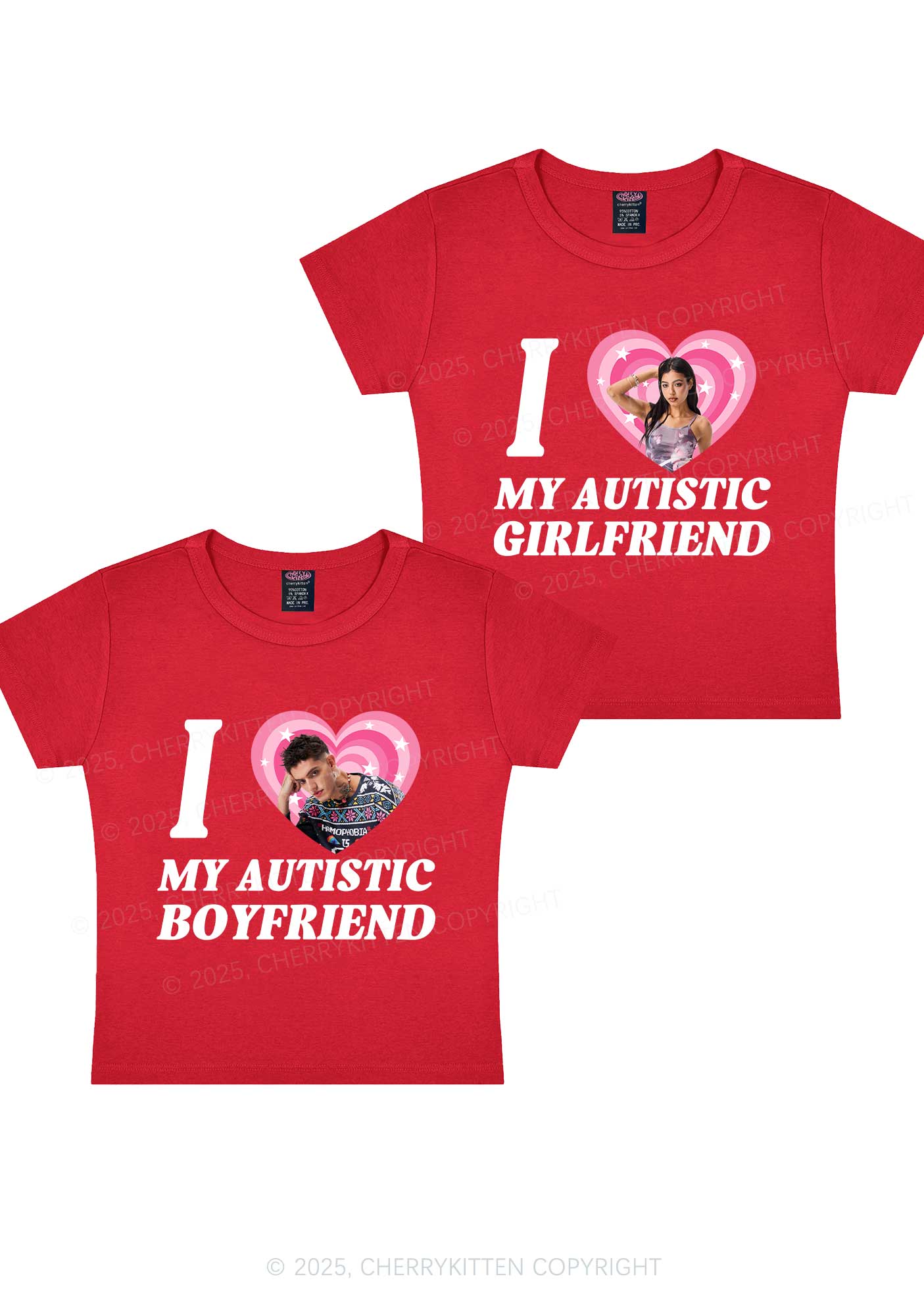 Custom My Autistic BF GF Y2K Valentine's Day Baby Tee Cherrykitten