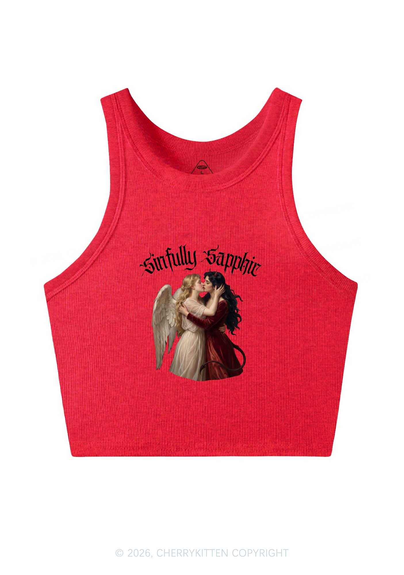Sinfully Sapphic Pride Y2K Crop Tank Top Cherrykitten