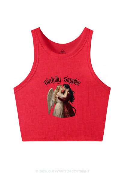 Sinfully Sapphic Pride Y2K Crop Tank Top Cherrykitten