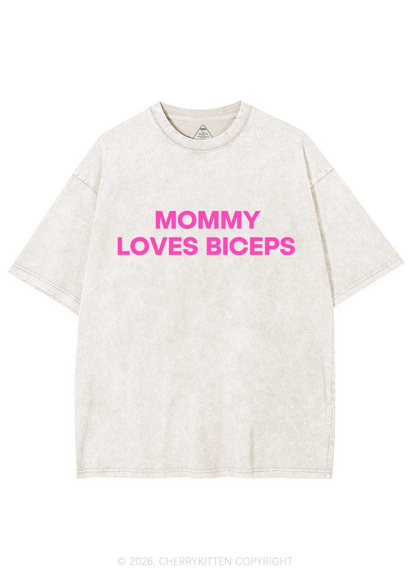 Mommy Loves Biceps Y2K Shirts Washed Tee Cherrykitten